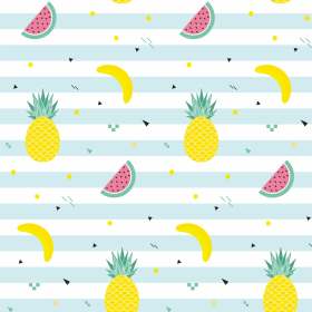 水果西瓜菠萝香蕉矢量图条子服装面料数码印花花型素材