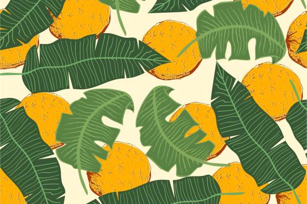 植物芭蕉叶热带风矢量图服装面料数码印花花型素材