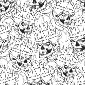 黑白几何骷髅头皇冠矢量图服装面料数码印花花型素材