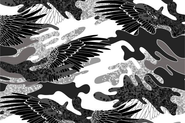 几何迷彩翅膀矢量图服装面料数码印花花型素材