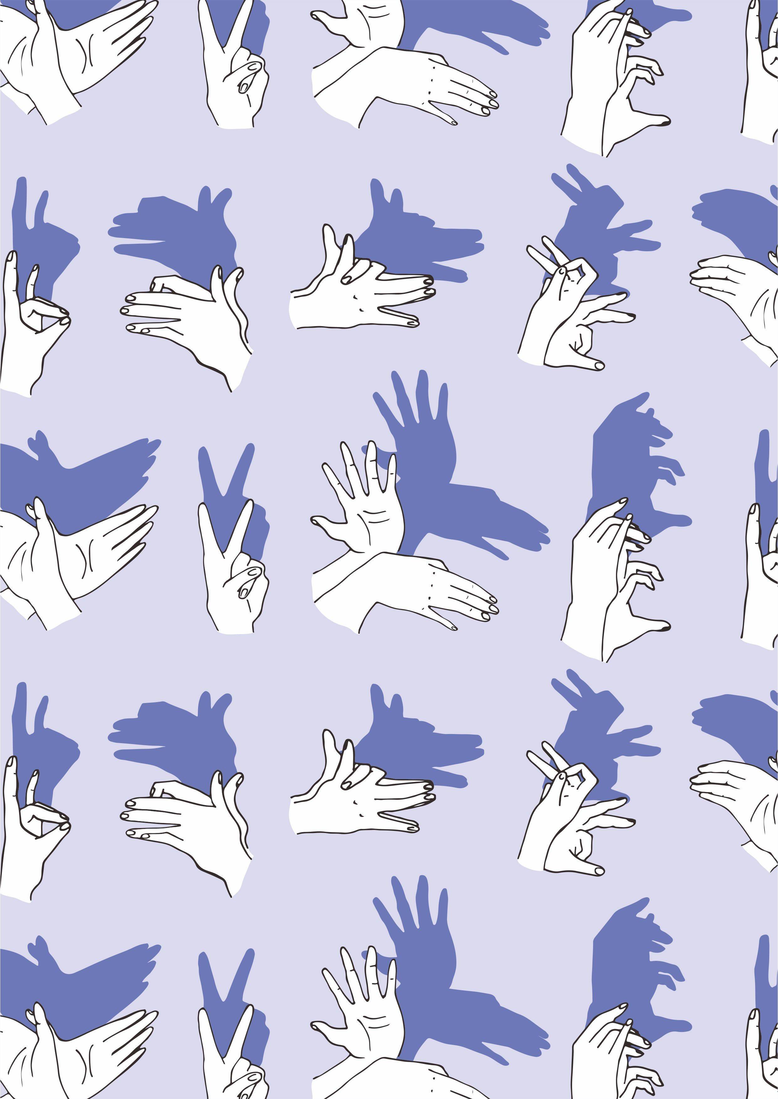 手影画印花矢量图服装面料数码印花花型素材