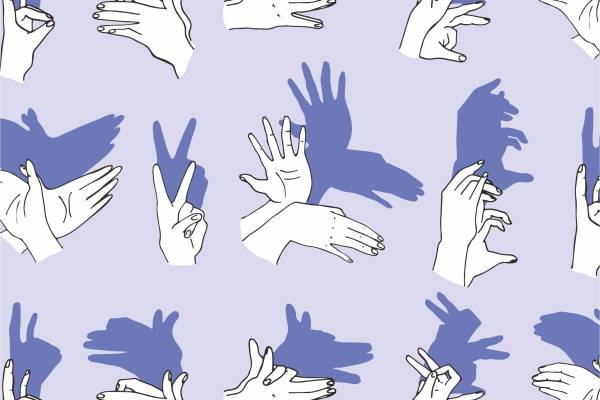 手影画印花矢量图服装面料数码印花花型素材