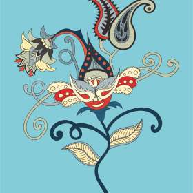 几何花卉民族风服装裁片T恤烫图矢量图花型素材