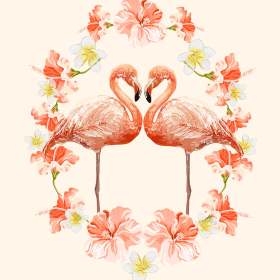 火烈鸟花朵几何矢量图服装裁片T恤烫图印花素材