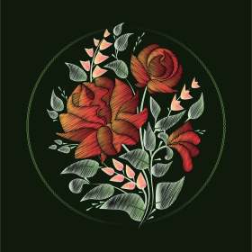 几何圆圈条纹花朵矢量图服装裁片T恤烫图印花素材