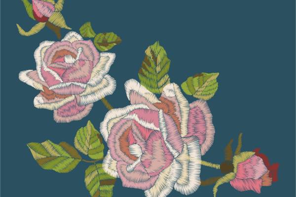 几何粉色牡丹花矢量图服装裁片T恤烫图花型素材