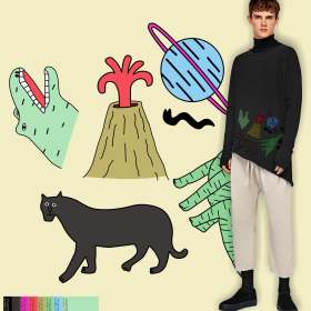 卡通几何恐龙几何矢量图服装裁片T恤烫图印花花型