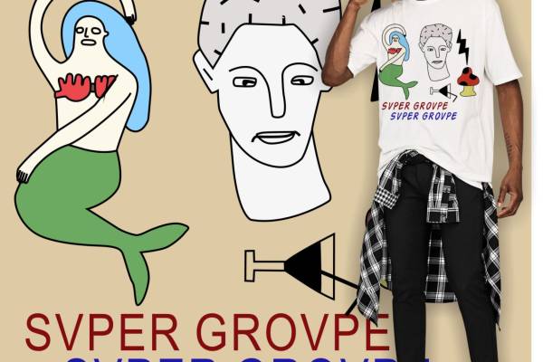 几何卡通人物美人鱼矢量图服装裁片T恤烫图印花素材