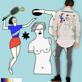 几何卡通女士网球断臂维纳斯矢量图服装裁片T恤烫图印花素材