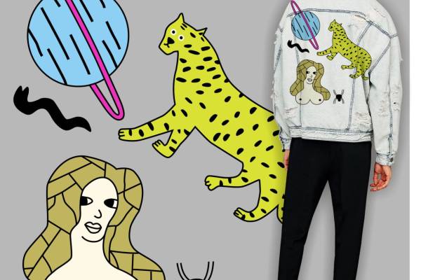 卡通人物豹子星球矢量图服装裁片T恤烫图印花素材