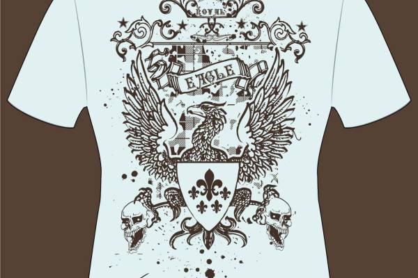 几何花纹老鹰骷髅头矢量图服装裁片T恤烫头印花花型素材