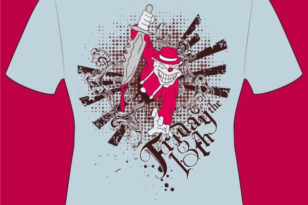 几何卡通小丑条纹字母矢量图服装裁片T恤烫图印花花型素材