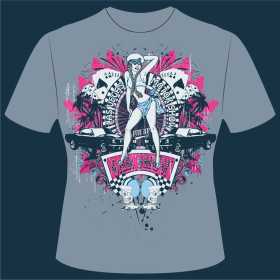 几何女士人物车子扑克牌字母矢量图服装裁片T恤烫图印花花型素材