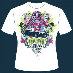 车子美女扑克骰子几何花型矢量图服装裁片T恤烫图印花花型素材