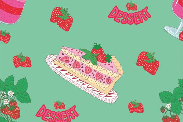 蛋糕草莓字母矢量图服装面料数码印花花型素材