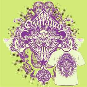 几何字母花纹矢量图服装裁片T恤烫图印花花型素材