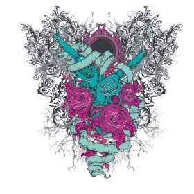 几何花纹玫瑰花枪支矢量图服装裁片T恤烫图印花花型素材