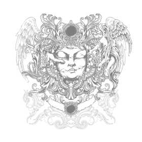 天使人物几何条纹矢量图服装裁片T恤烫图印花花型素材