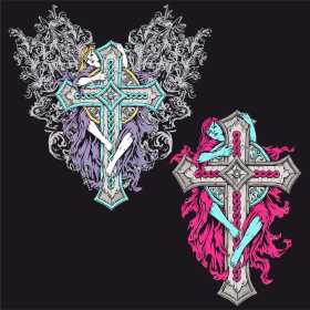 十字架几何花纹矢量图服装裁片T恤烫图印花花型素材