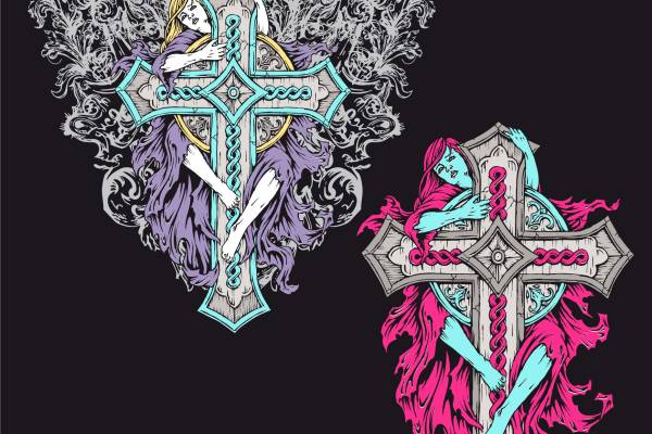 十字架几何花纹矢量图服装裁片T恤烫图印花花型素材