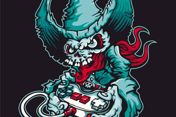 几何帽子僵尸游戏机矢量图服装裁片T恤烫图印花花型素材