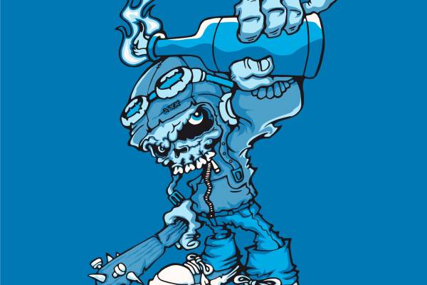 僵尸汽油瓶矢量图服装裁片T恤烫图印花花型素材