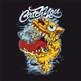 卡通动物小狗飞碟外星人字母矢量图服装裁片T恤烫图印花花型素材