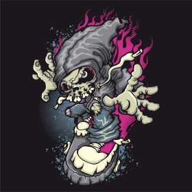 卡通人物滑板矢量图服装裁片T恤烫图印花花型素材