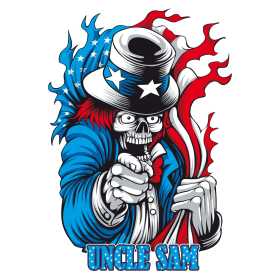 美国大叔骷髅头国旗字母矢量图服装裁片T恤烫图印花花型素材
