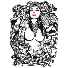 女士人物几何矢量图服装裁片T恤烫图印花花型素材