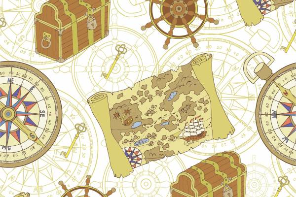 地图罗盘宝藏矢量图服装数码印花花型素材