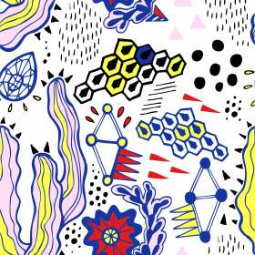 几何多彩手绘花朵矢量图服装数码印花花型素材