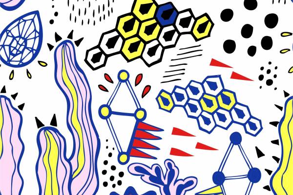 几何多彩手绘花朵矢量图服装数码印花花型素材