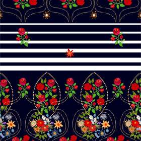 几何花卉条子拼接矢量图服装面料数码印花花型素材