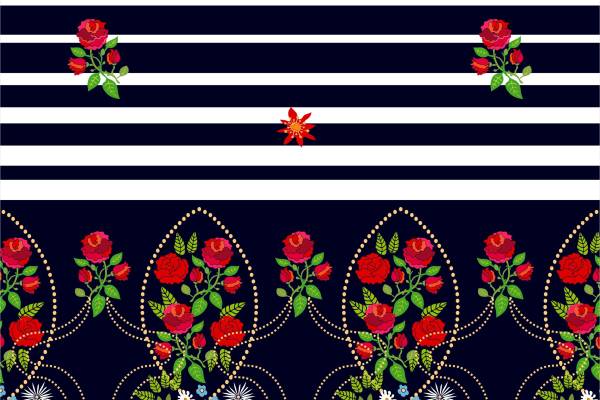 几何花卉条子拼接矢量图服装面料数码印花花型素材