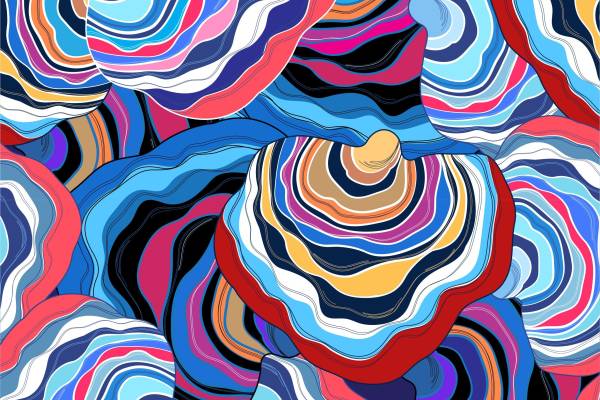 几何多彩线条矢量图服装面料数码印花花型素材