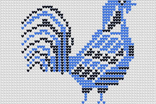 心形图案拼接动物公鸡矢量图服装面料数码印花花型素材