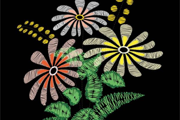 花卉花朵矢量图服装裁片T恤烫图花型素材