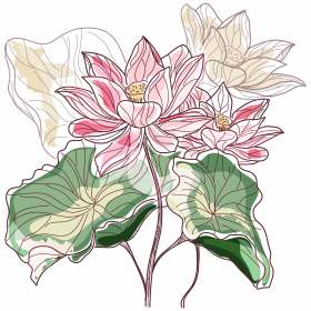 植物花卉荷叶矢量图服装裁片T恤烫图印花花型素材