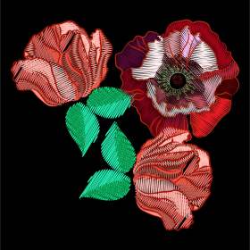 花卉玫瑰花朵矢量图服装裁片T恤烫图花型素材