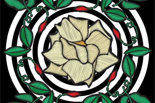 植物花卉花朵圆形拼接矢量图服装裁片T恤烫图印花花型素材