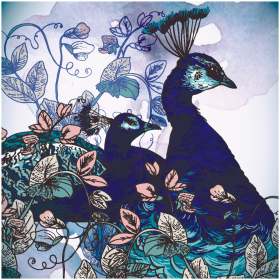 孔雀植物叶子矢量图服装裁片T恤烫图印花花型素材