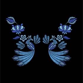 花卉孔雀矢量图服装裁片T恤烫图印花花型素材