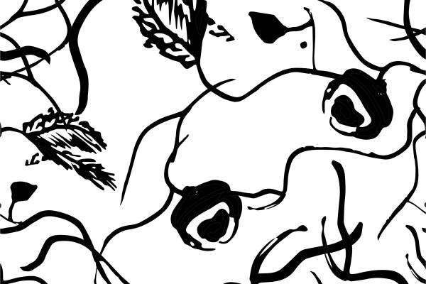 黑白几何植物花纹矢量图服装面料数码印花花型素材