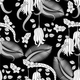 黑白几何花卉叶子矢量图服装面料数码印花花型素材