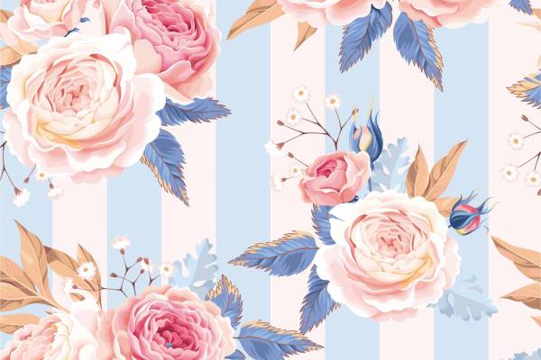 几何条子牡丹花矢量图服装面料数码印花花型素材