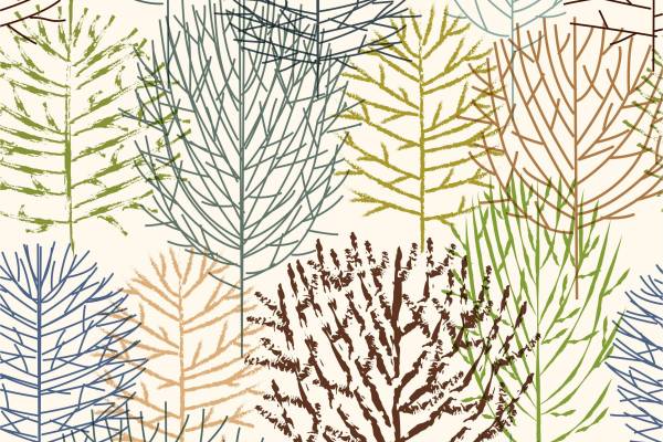 几何条纹植物叶子矢量图服装面料数码印花花型素材