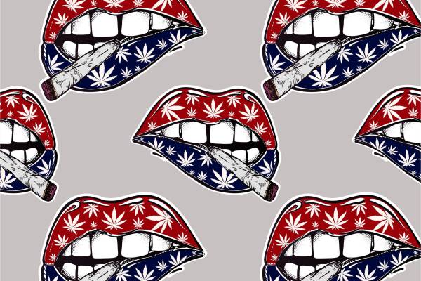 嘴唇香烟矢量图服装面料数码印花花型素材