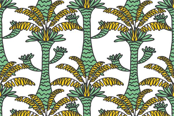 几何植物椰子树矢量图服装面料数码印花花型素材