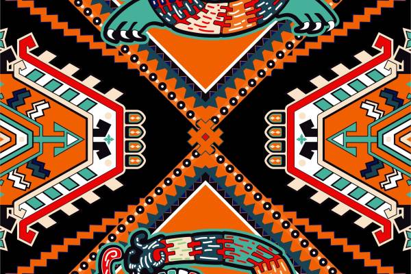 几何图案拼接花纹龙形矢量图服装面料数码印花花型素材